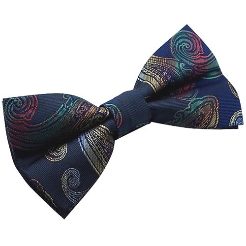 蝶ネクタイ ネイビー マルチ ペイズリー ボウタイ 簡易装着 簡単 パーティー フォーマル メンズアクセサリー |  | 02