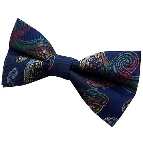 蝶ネクタイ ネイビー マルチ ペイズリー ボウタイ 簡易装着 簡単 パーティー フォーマル メンズアクセサリー |  | 03