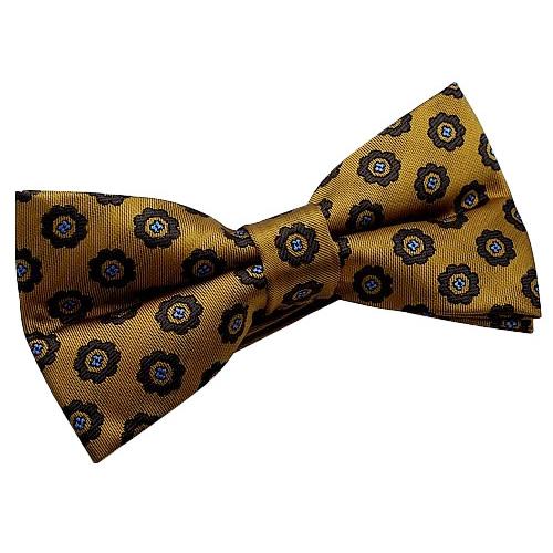 蝶ネクタイ マスタード イエロー フラワー エンブレム ボウタイ 簡易装着 簡単 パーティー フォーマル メンズアクセサリー |  | 01