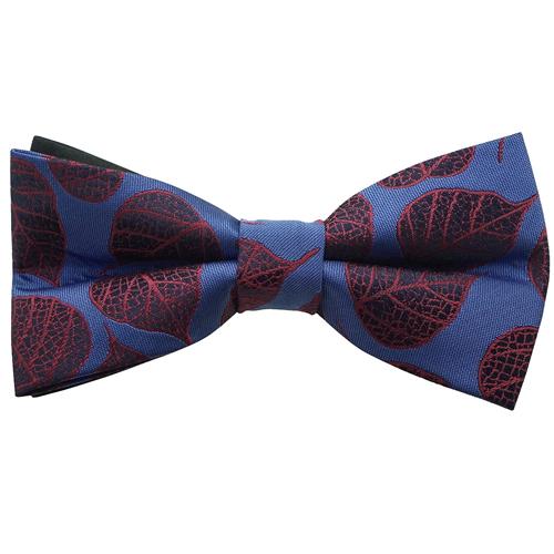 蝶ネクタイ ブルー バーガンディ 木の葉 リーフ ボウタイ 簡易装着 簡単 パーティー フォーマル メンズアクセサリー |  | 01