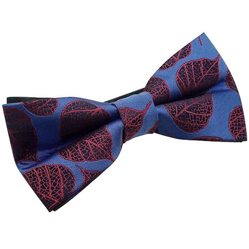 蝶ネクタイ ブルー バーガンディ 木の葉 リーフ ボウタイ 簡易装着 簡単 パーティー フォーマル メンズアクセサリー |  | 02