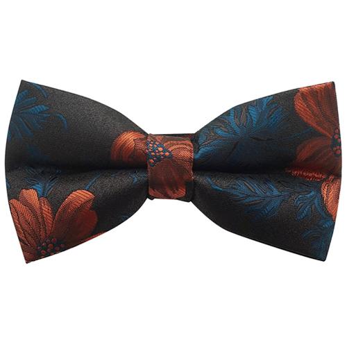 蝶ネクタイ ブラウン オレンジ フラワー 植物模様 ボウタイ 簡易装着 簡単 パーティー フォーマル メンズアクセサリー |  | 01