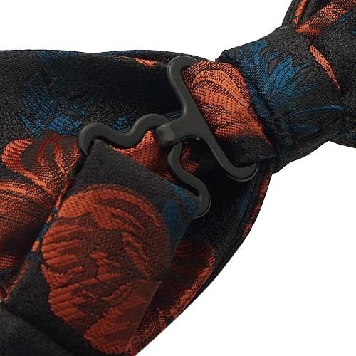 蝶ネクタイ ブラウン オレンジ フラワー 植物模様 ボウタイ 簡易装着 簡単 パーティー フォーマル メンズアクセサリー |  | 04