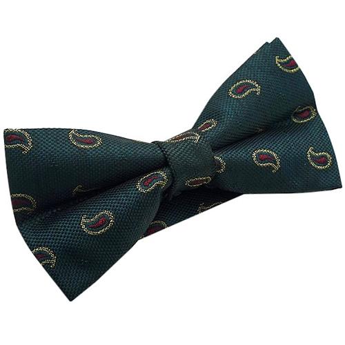 蝶ネクタイ グリーン ペイズリー ドット ボウタイ 簡易装着 簡単 パーティー フォーマル メンズアクセサリー |  | 02