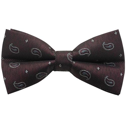 蝶ネクタイ バーガンディ ペイズリー ドット ボウタイ 簡易装着 簡単 パーティー フォーマル メンズアクセサリー |  | 01