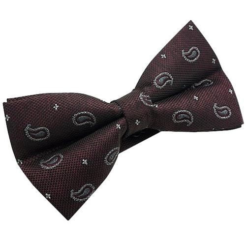 蝶ネクタイ バーガンディ ペイズリー ドット ボウタイ 簡易装着 簡単 パーティー フォーマル メンズアクセサリー |  | 02