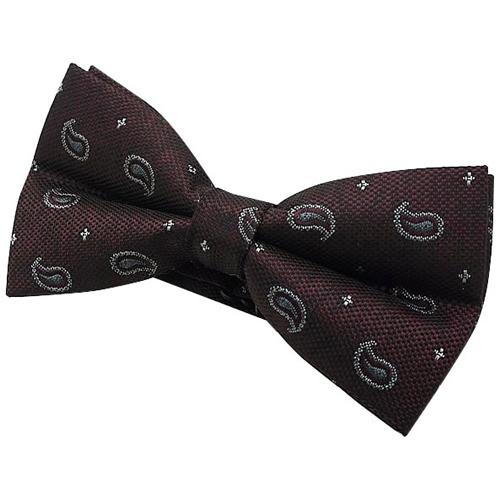 蝶ネクタイ バーガンディ ペイズリー ドット ボウタイ 簡易装着 簡単 パーティー フォーマル メンズアクセサリー |  | 03