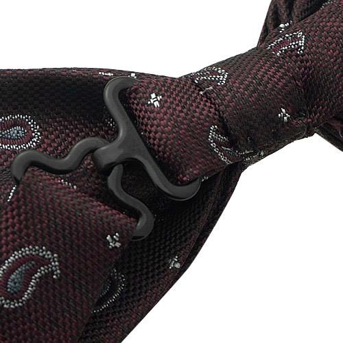 蝶ネクタイ バーガンディ ペイズリー ドット ボウタイ 簡易装着 簡単 パーティー フォーマル メンズアクセサリー |  | 04