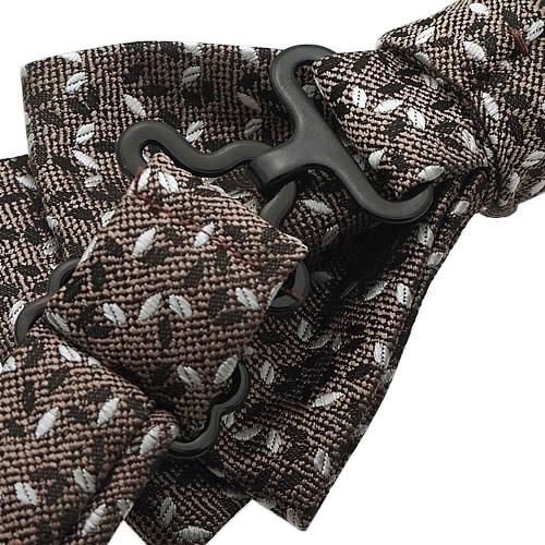 蝶ネクタイ ブラウン スモールリーフ 木の葉模様 変形 ボウタイ 簡易装着 簡単 パーティー フォーマル メンズアクセサリー |  | 03