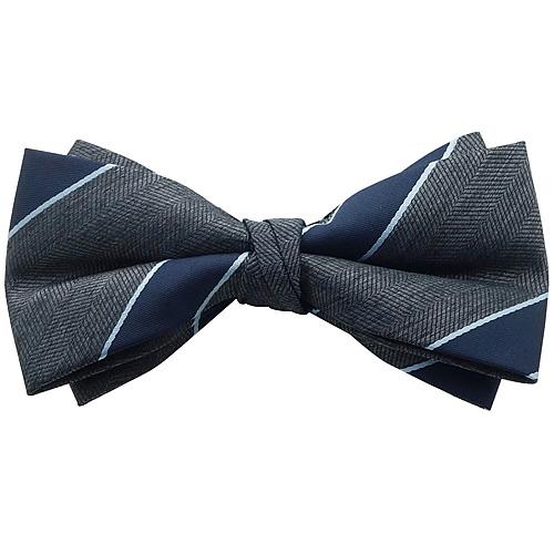 蝶ネクタイ グレー ネイビー ストライプ 変形 ボウタイ 簡易装着 簡単 パーティー フォーマル メンズアクセサリー |  | 01
