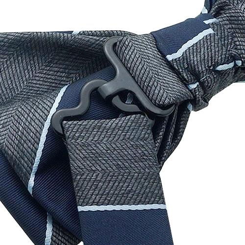 蝶ネクタイ グレー ネイビー ストライプ 変形 ボウタイ 簡易装着 簡単 パーティー フォーマル メンズアクセサリー |  | 04