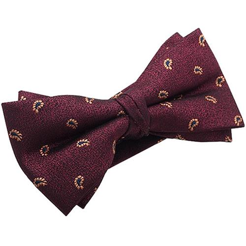 蝶ネクタイ バーガンディ スモールペイズリー 変形 ボウタイ 簡易装着 簡単 パーティー フォーマル メンズアクセサリー |  | 02