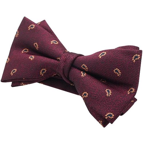 蝶ネクタイ バーガンディ スモールペイズリー 変形 ボウタイ 簡易装着 簡単 パーティー フォーマル メンズアクセサリー |  | 03