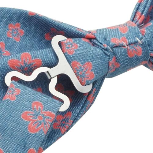 蝶ネクタイ デニム ブルー ピンク フラワー ボウタイ 簡易装着 簡単 パーティー フォーマル メンズアクセサリー |  | 04