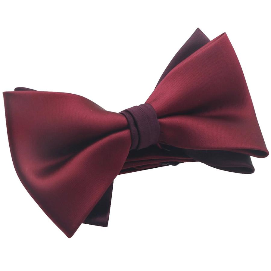 蝶ネクタイ ワインレッド バーガンディ 無地 変形 ボウタイ 簡易装着 簡単 パーティー フォーマル メンズアクセサリー |  | 02