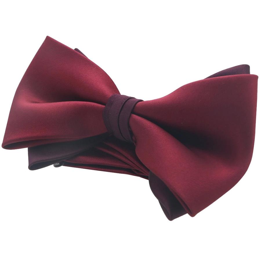 蝶ネクタイ ワインレッド バーガンディ 無地 変形 ボウタイ 簡易装着 簡単 パーティー フォーマル メンズアクセサリー |  | 03
