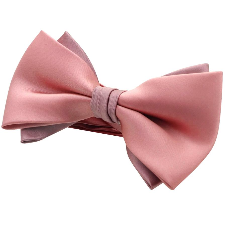 蝶ネクタイ ピンク スモーキーピンク 無地 変形 ボウタイ 簡易装着
