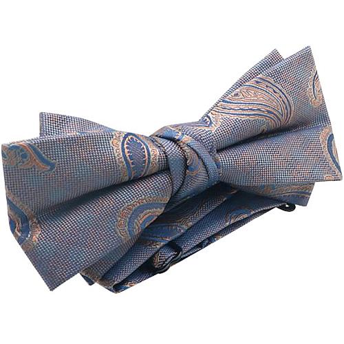 蝶ネクタイ ブルー オレンジ ペイズリー 変形 ボウタイ 簡易装着 簡単 パーティー フォーマル メンズアクセサリー |  | 02
