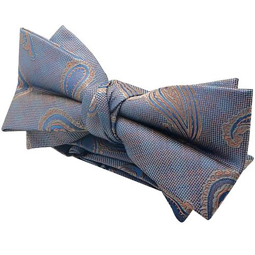 蝶ネクタイ ブルー オレンジ ペイズリー 変形 ボウタイ 簡易装着 簡単 パーティー フォーマル メンズアクセサリー |  | 03