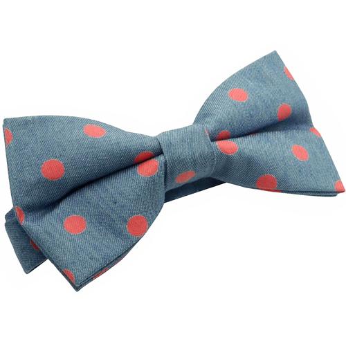 蝶ネクタイ デニム ブルー ピンク ドット 水玉 ボウタイ 簡易装着 簡単 パーティー フォーマル メンズアクセサリー |  | 02