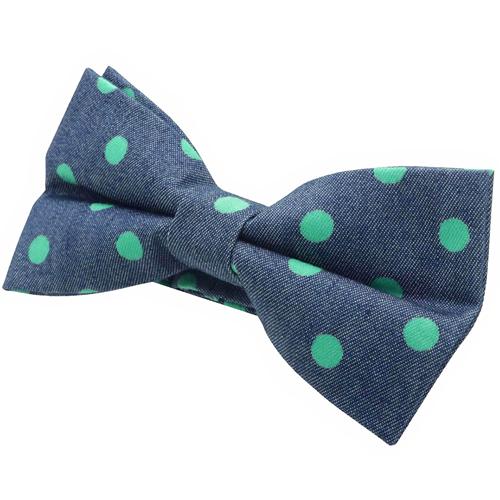 蝶ネクタイ デニム ブルー グリーン ドット 水玉 ボウタイ 簡易装着 簡単 パーティー フォーマル メンズアクセサリー |  | 03