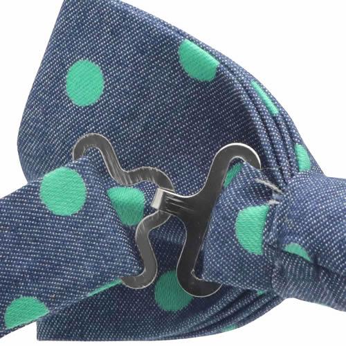 蝶ネクタイ デニム ブルー グリーン ドット 水玉 ボウタイ 簡易装着 簡単 パーティー フォーマル メンズアクセサリー |  | 05