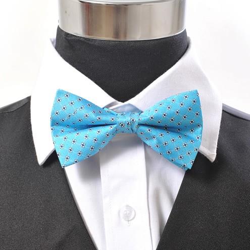 蝶ネクタイ ライトブルー ジオメトリック ドット ボウタイ パーティー フォーマル メンズアクセサリー |  | 01
