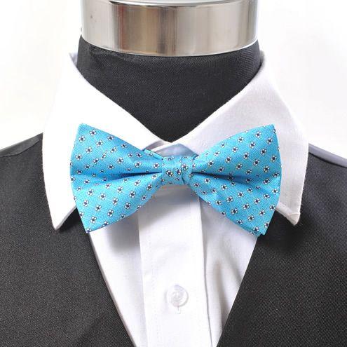 蝶ネクタイ ライトブルー ジオメトリック ドット ボウタイ パーティー フォーマル メンズアクセサリー |  | 03