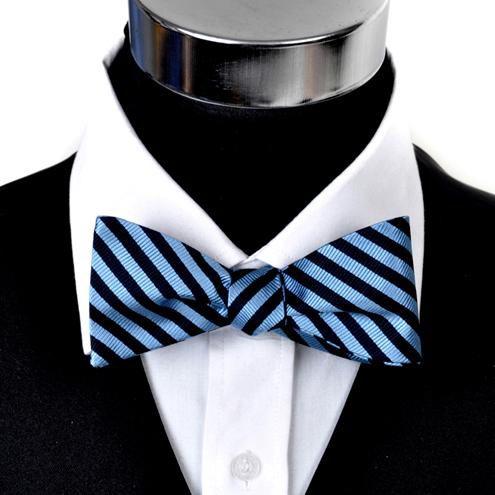 蝶ネクタイ ブルー＆ネイビー クラシック ストライプ ボウタイ パーティー フォーマル メンズアクセサリー |  | 01