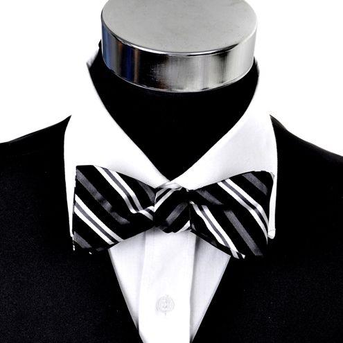 蝶ネクタイ グレー＆ブラック マルチカラー ボールド ストライプ ボウタイ パーティー フォーマル メンズアクセサリー |  | 01