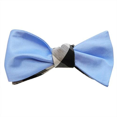 蝶ネクタイ チェック＆ライトブルー 2WAY リバーシブル ボウタイ パーティー フォーマル メンズアクセサリー |  | 06