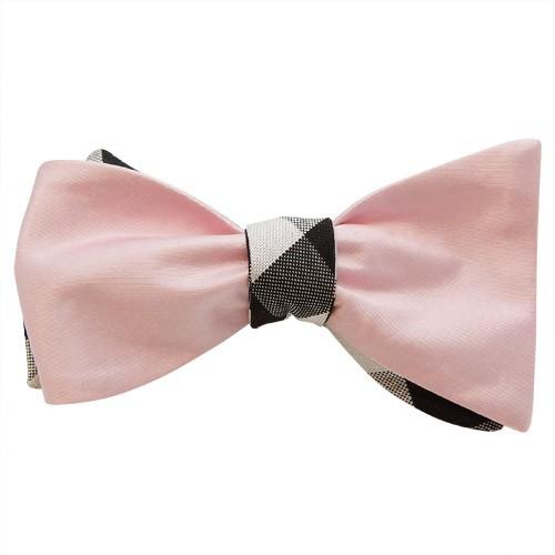 蝶ネクタイ チェック＆ライトピンク 2WAY リバーシブル ボウタイ パーティー フォーマル メンズアクセサリー |  | 06