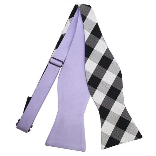 蝶ネクタイ チェック＆パープル 2WAY リバーシブル ボウタイ パーティー フォーマル メンズアクセサリー |  | 01