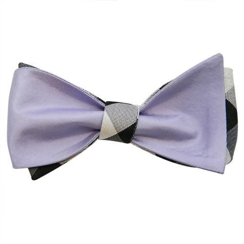 蝶ネクタイ チェック＆パープル 2WAY リバーシブル ボウタイ パーティー フォーマル メンズアクセサリー |  | 06