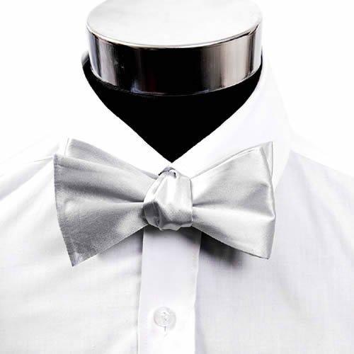蝶ネクタイ シルバー シルク ボウタイ パーティー フォーマル メンズアクセサリー |  | 01