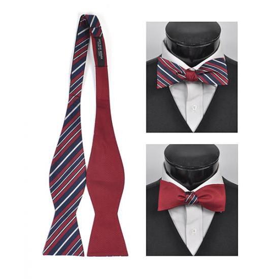 蝶ネクタイ ネイビー レッド トラッド リバーシブル ストライプ ボウタイ パーティー フォーマル メンズアクセサリー |  | 01