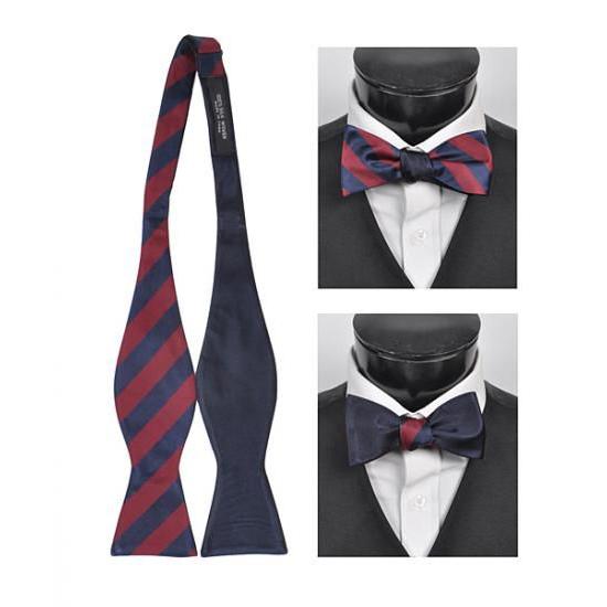 蝶ネクタイ バーガンディ ネイビー リバーシブル クラシック ストライプ ボウタイ パーティー フォーマル メンズアクセサリー |  | 01