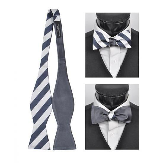 蝶ネクタイ ホワイト ダークネイビー リバーシブル クラシック ストライプ ボウタイ パーティー フォーマル メンズアクセサリー |  | 01