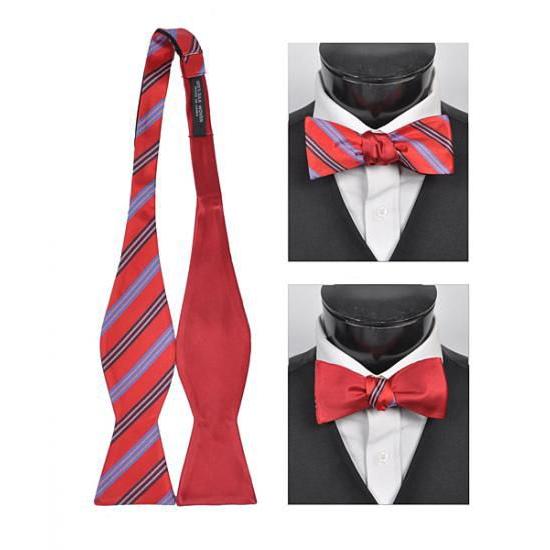 蝶ネクタイ レッド リバーシブル トリプル ストライプ ボウタイ パーティー フォーマル メンズアクセサリー |  | 01