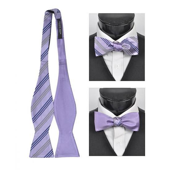 蝶ネクタイ ラベンダー リバーシブル トリプル ストライプ ボウタイ パーティー フォーマル メンズアクセサリー |  | 01