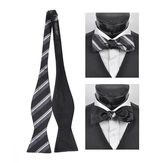 蝶ネクタイ ブラック リバーシブル クラシカル ストライプ ボウタイ パーティー フォーマル メンズアクセサリー |  | 01