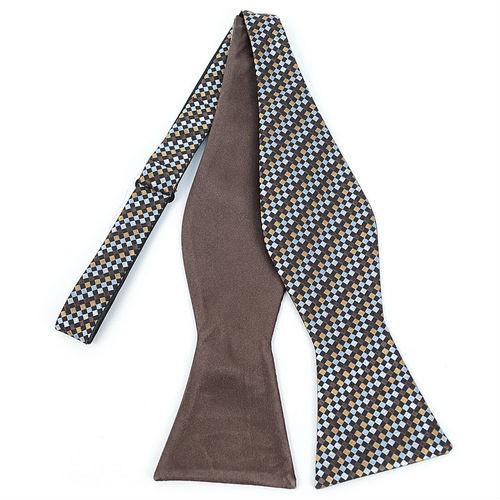 蝶ネクタイ ブラウン リバーシブル モザイク ストライプ ボウタイ パーティー フォーマル メンズアクセサリー |  | 02