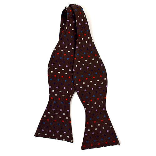 蝶ネクタイ ブラウン マルチカラー ドット 水玉 ボウタイ パーティー フォーマル メンズアクセサリー |  | 01