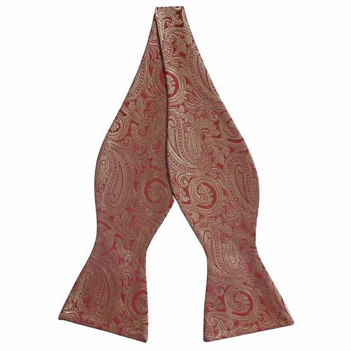 蝶ネクタイ レッド ゴールド ペイズリー ボウタイ パーティー フォーマル メンズアクセサリー |  | 01