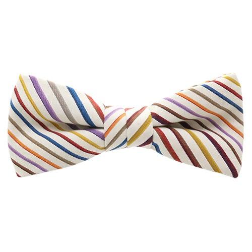 蝶ネクタイ 小倉織 ストライプ オリジナル ボウタイ 白多彩 簡易装着タイプ |  | 01