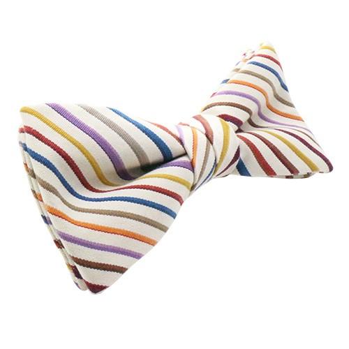 蝶ネクタイ 小倉織 ストライプ オリジナル ボウタイ 白多彩 簡易装着タイプ |  | 02