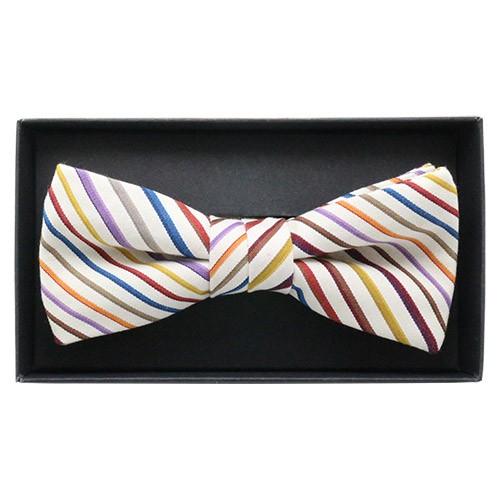 蝶ネクタイ 小倉織 ストライプ オリジナル ボウタイ 白多彩 簡易装着タイプ |  | 05