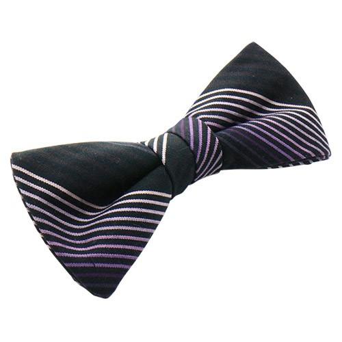 蝶ネクタイ 小倉織 ストライプ オリジナル ボウタイ 紫流 簡易装着タイプ |  | 02