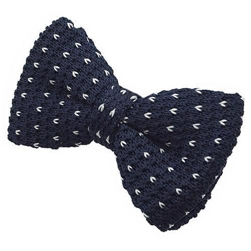 ニットタイ 蝶ネクタイ ダークネイビー ホワイト ポイント パーティー フォーマル メンズアクセサリー |  | 02