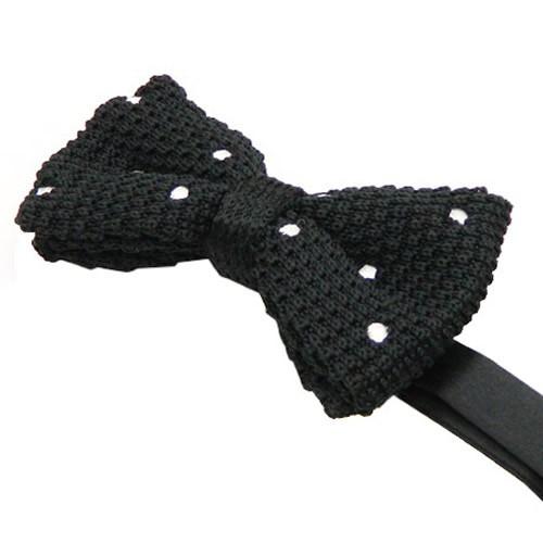 ニット 蝶ネクタイ ブラック ホワイト ドット ニットタイ 簡易装着 簡単 パーティー フォーマル メンズアクセサリー |  | 02